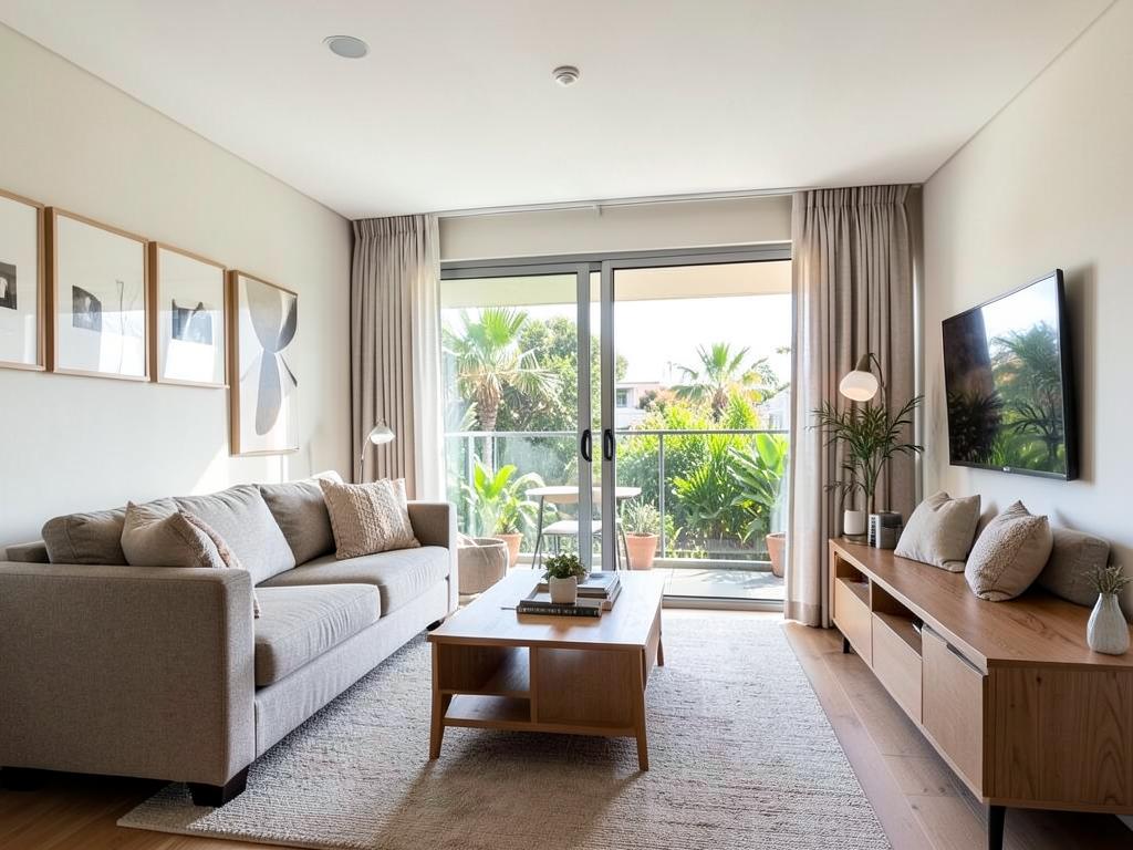 Bright modern Australian rental apartment living room